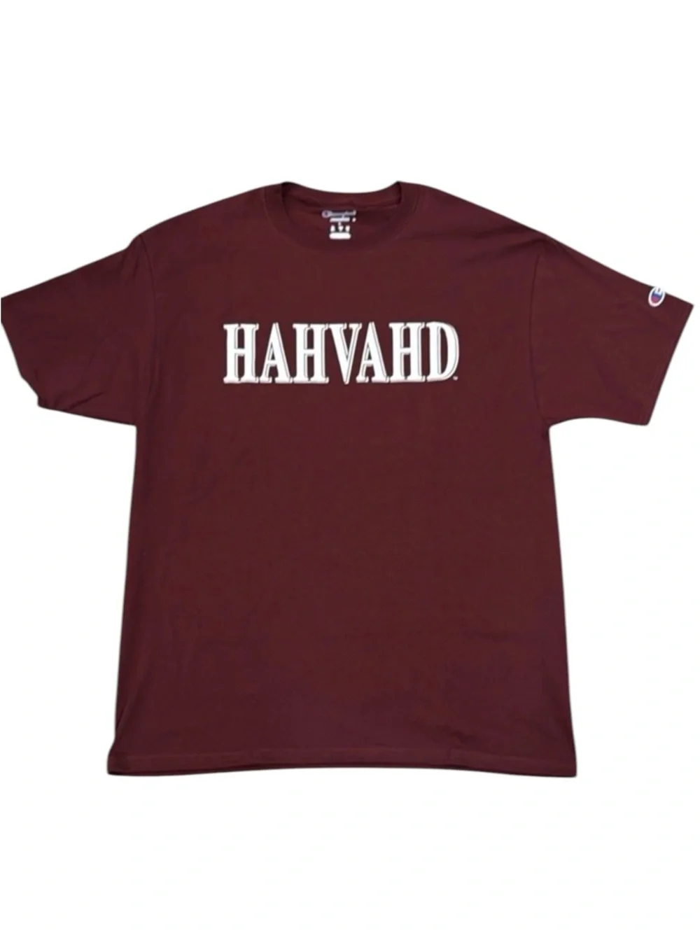 Champion Harvard Boston Accent Graphic Tee Red White Large Funny College Shirt - Picture 1 of 8